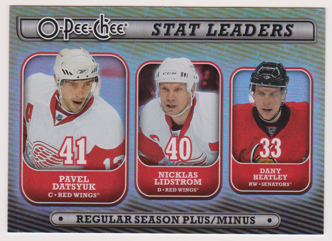2008-09 O-Pee-Chee Stat Leaders #SL4 Pavel Datsyuk/Nicklas Lidstrom/Dany Heatley (image for) 2008-09 O-Pee-Chee Stat Leaders #SL4 Pavel Datsyuk/Nicklas Lidstrom/Dany Heatley