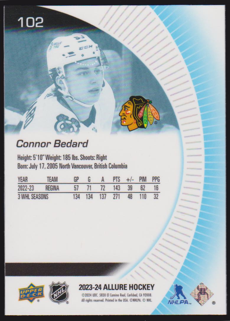 (image for) 2023-24 Upper Deck Allure #102 Connor Bedard RC
