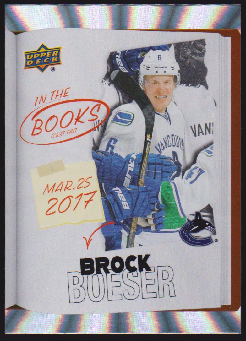 2024-25 Upper Deck Tim Hortons Rookie Retrospective In the Books #ITB4 Brock Boeser (image for) 2024-25 Upper Deck Tim Hortons Rookie Retrospective In the Books #ITB4 Brock Boeser