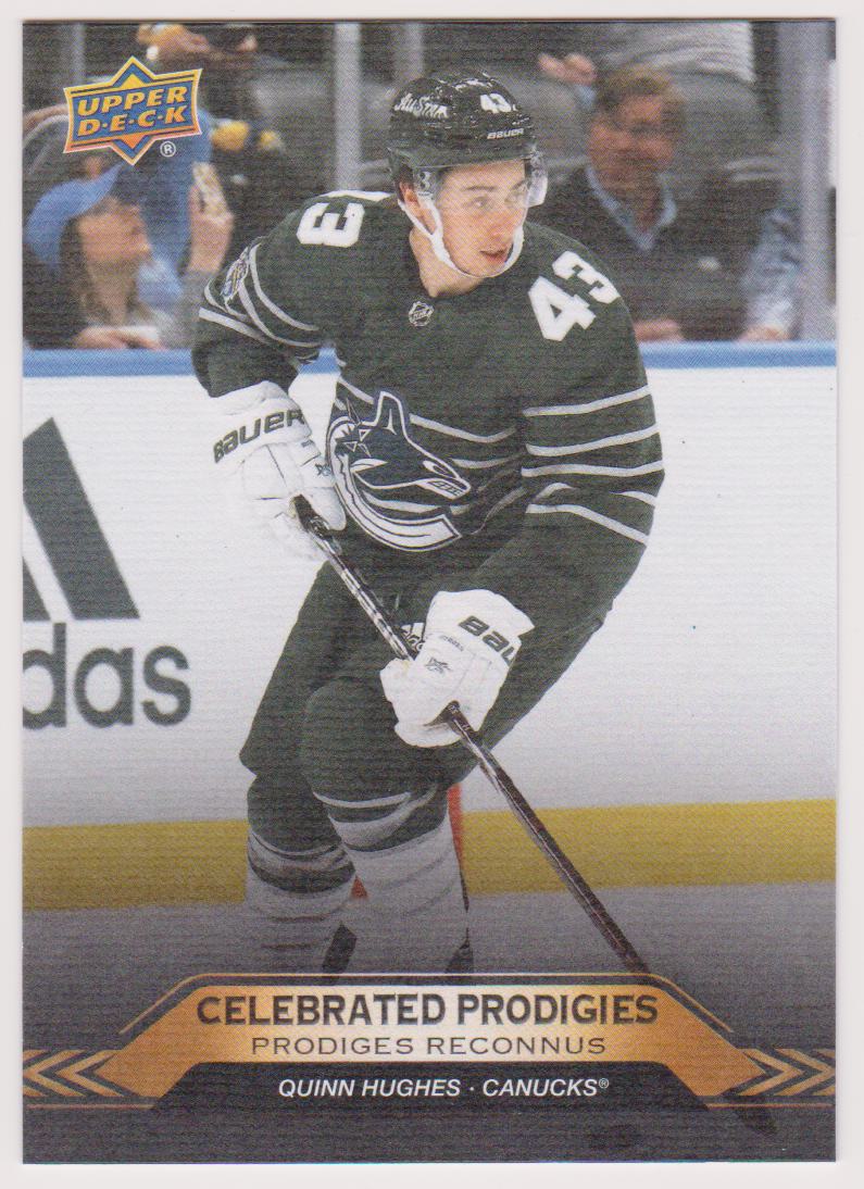 2024-25 Upper Deck Tim Hortons Rookie Retrospective Celebrated Prodigies #CP8 Quinn Hughes (image for) 2024-25 Upper Deck Tim Hortons Rookie Retrospective Celebrated Prodigies #CP8 Quinn Hughes