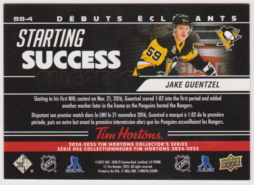 (image for) 2024-25 Upper Deck Tim Hortons Rookie Retrospective Starting Success #SS4 Jake Guentzel