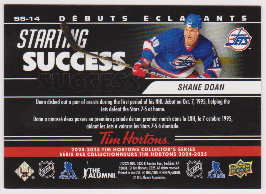 (image for) 2024-25 Upper Deck Tim Hortons Rookie Retrospective Starting Success #SS14 Shane Doan