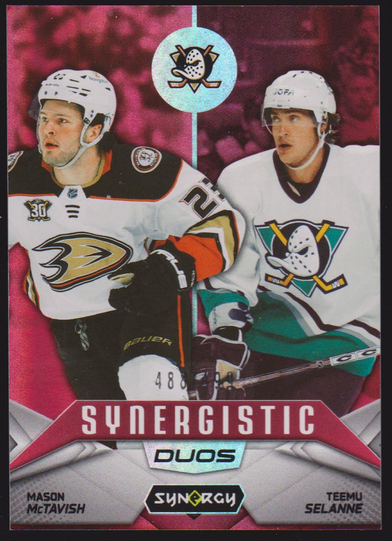 2024-25 Synergy Synergistic Duos Stars and Legends Red #SD9 Mason McTavish/Teemu Selanne 488/499 (image for) 2024-25 Synergy Synergistic Duos Stars and Legends Red #SD9 Mason McTavish/Teemu Selanne 488/499