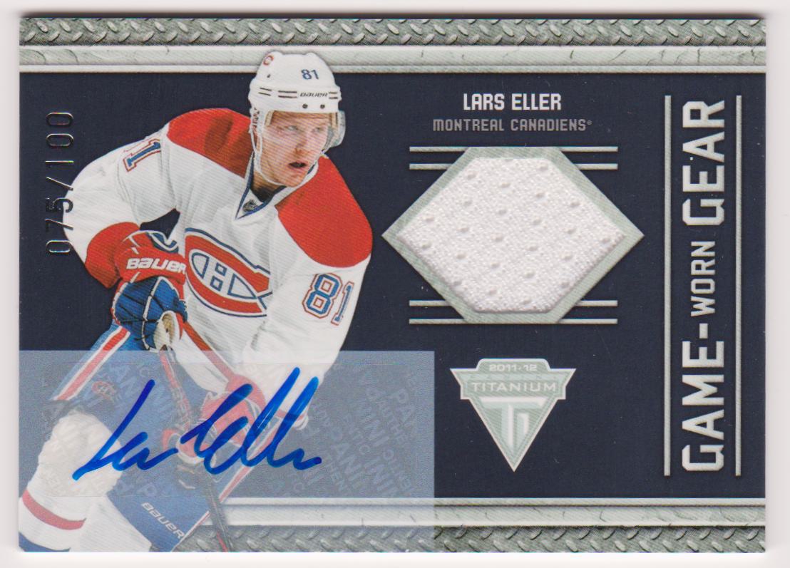 2011-12 Panini Titanium Game Worn Gear Autographs #56 Lars Eller 75/100 (image for) 2011-12 Panini Titanium Game Worn Gear Autographs #56 Lars Eller 75/100