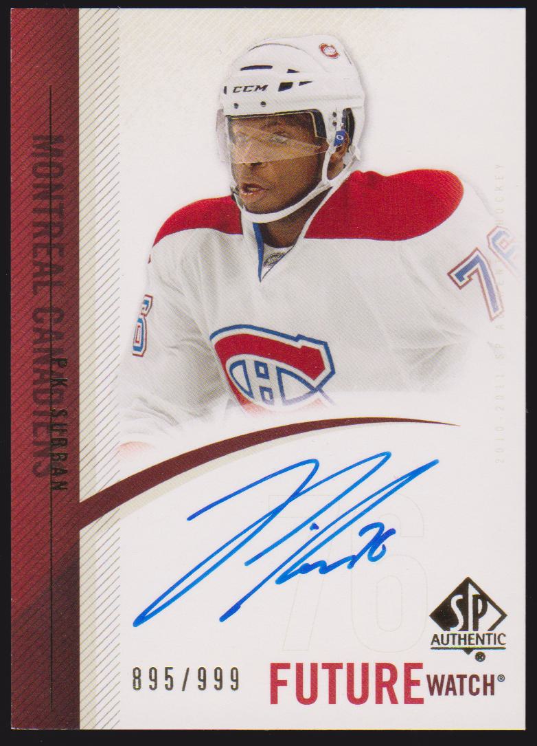 (image for) 2010-11 SP Authentic #271 P.K. Subban AUTO RC 895/999