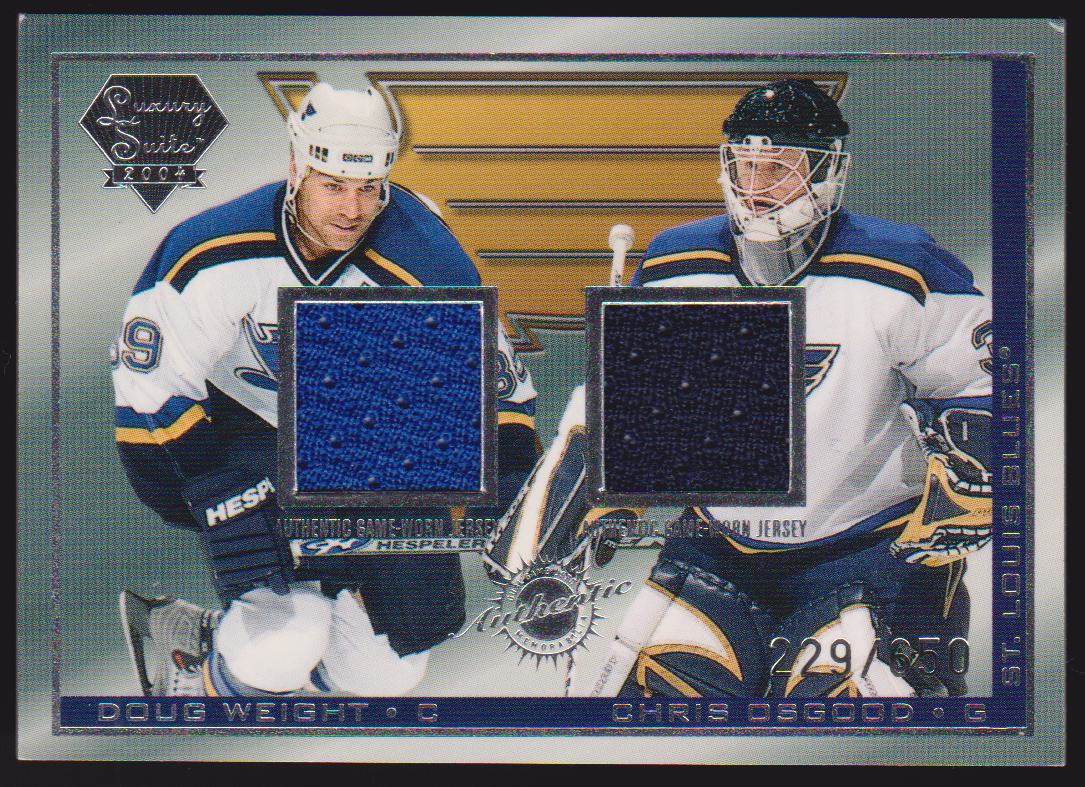 2003-04 Pacific Luxury Suite #46A Doug Weight / Chris Osgood - Jerseys - 229/650 (image for) 2003-04 Pacific Luxury Suite #46A Doug Weight / Chris Osgood - Jerseys - 229/650