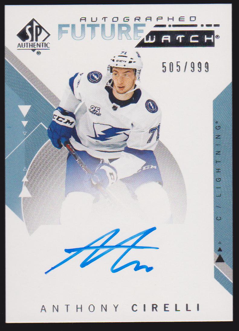2018-19 SP Authentic #149 Anthony Cirelli AUTO RC 505/999 (image for) 2018-19 SP Authentic #149 Anthony Cirelli AUTO RC 505/999