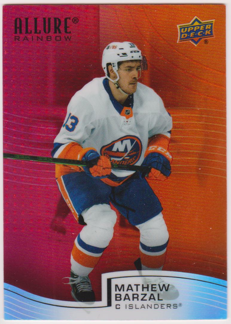 2021-22 Upper Deck Allure Rainbow Red Orange #R84 Mathew Barzal (image for) 2021-22 Upper Deck Allure Rainbow Red Orange #R84 Mathew Barzal