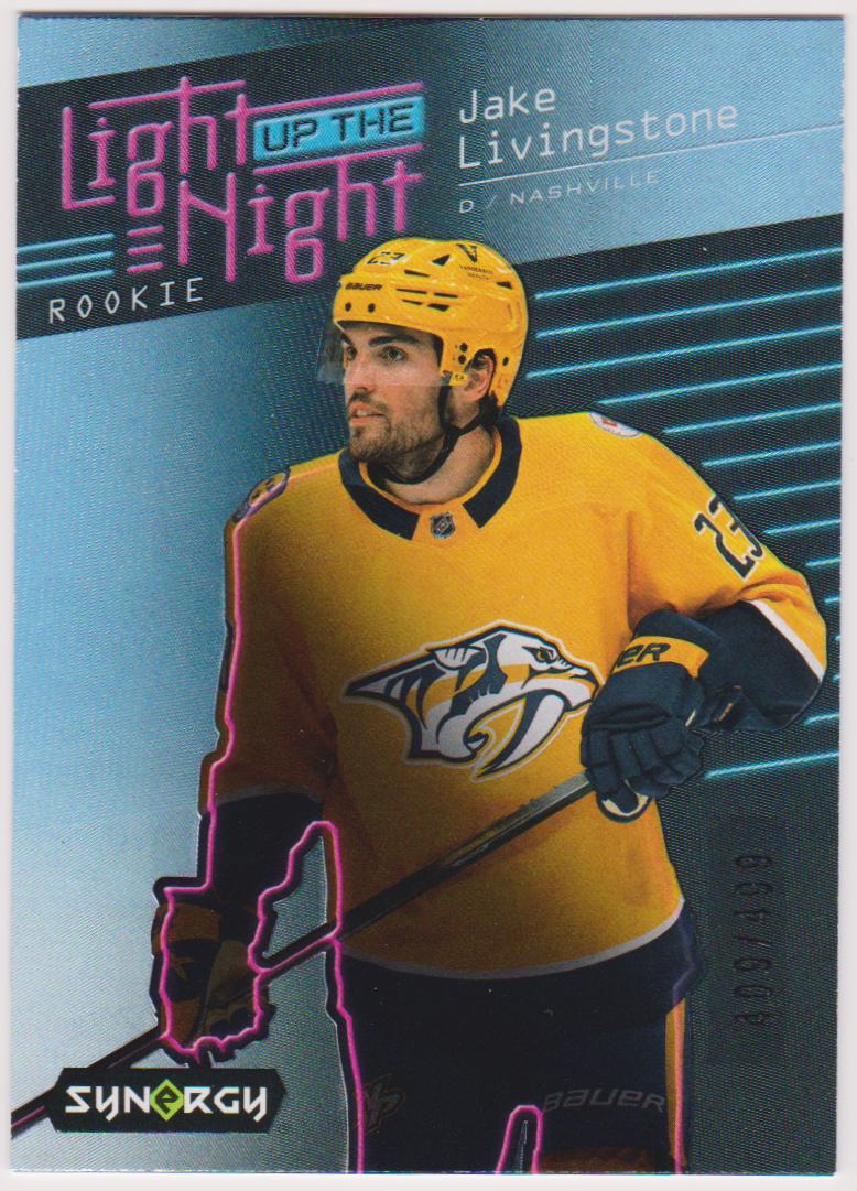 2023-24 Synergy Light Up the Night Rookies Blue #LNLI Jake Livingstone 409/499 - RC Year (image for) 2023-24 Synergy Light Up the Night Rookies Blue #LNLI Jake Livingstone 409/499 - RC Year