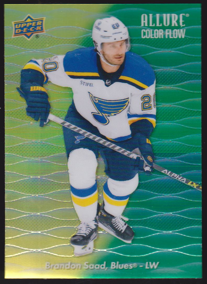 2023-24 Upper Deck Allure Color Flow Yellow Green #CF30 Brandon Saad (image for) 2023-24 Upper Deck Allure Color Flow Yellow Green #CF30 Brandon Saad