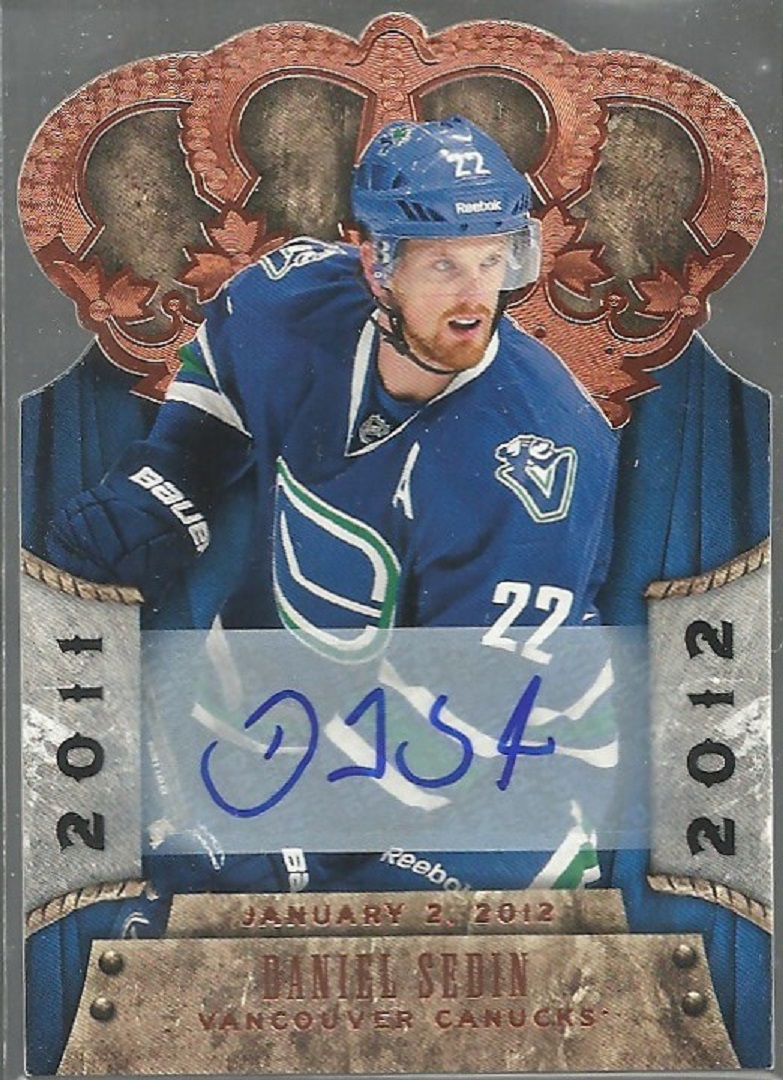 2011-12 Crown Royale Premiere Date Auto #93 Daniel Sedin /99 (image for) 2011-12 Crown Royale Premiere Date Auto #93 Daniel Sedin /99