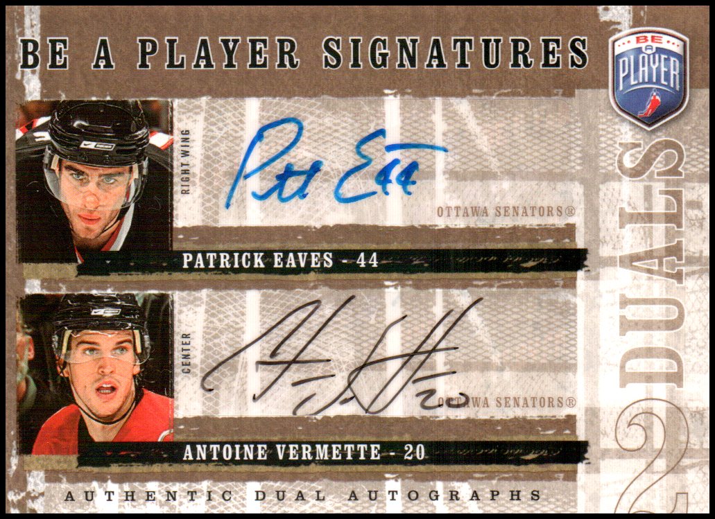 2006-07 Be A Player Signatures Duals #DEV Antoine Vermette (image for) 2006-07 Be A Player Signatures Duals #DEV Antoine Vermette