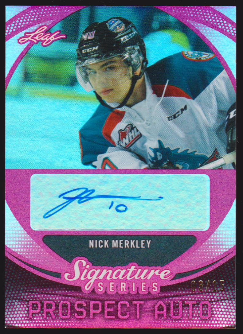 2015-16 Leaf Signature Series Prospects Autographs Red #SPNM1 Nick Merkley 03/15 - XRC (image for) 2015-16 Leaf Signature Series Prospects Autographs Red #SPNM1 Nick Merkley 03/15 - XRC
