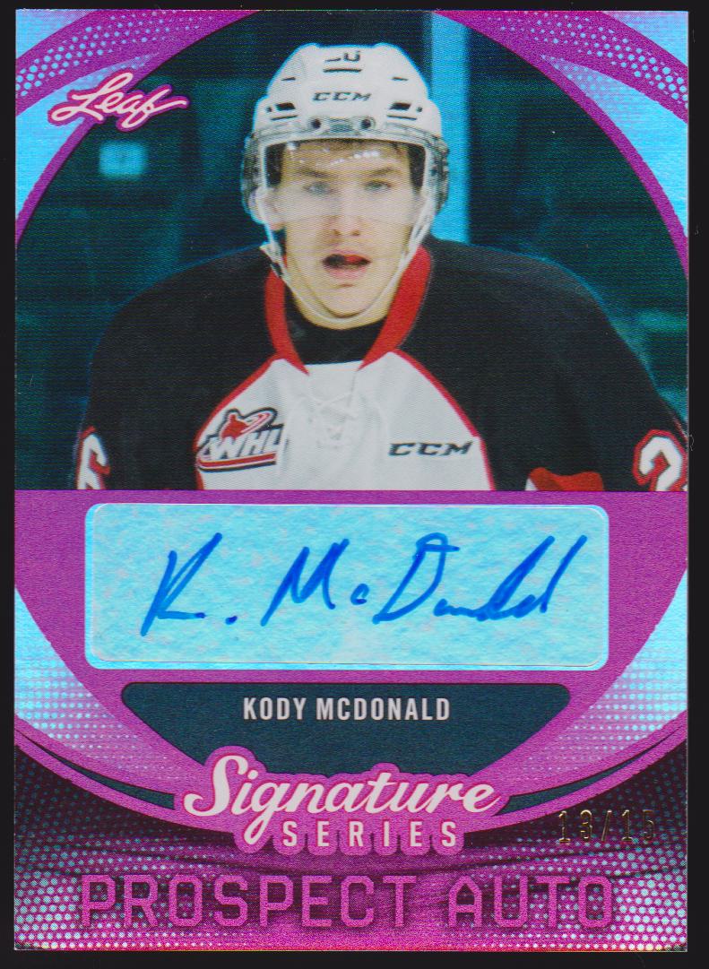 2015-16 Leaf Signature Series Prospects Autographs Red #SPKM1 Kody McDonald 13/15 - XRC (image for) 2015-16 Leaf Signature Series Prospects Autographs Red #SPKM1 Kody McDonald 13/15 - XRC