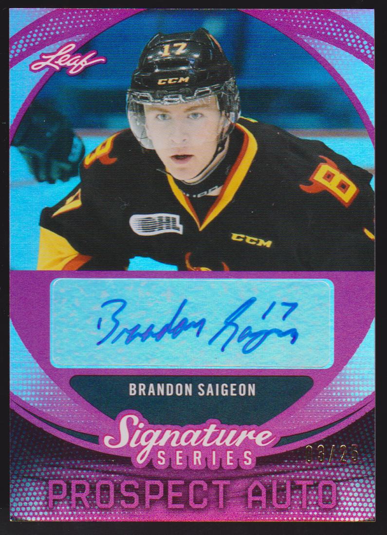 2015-16 Leaf Signature Series Prospects Autographs Red #SPBS2 Brandon Saigeon 03/25 - XRC (image for) 2015-16 Leaf Signature Series Prospects Autographs Red #SPBS2 Brandon Saigeon 03/25 - XRC