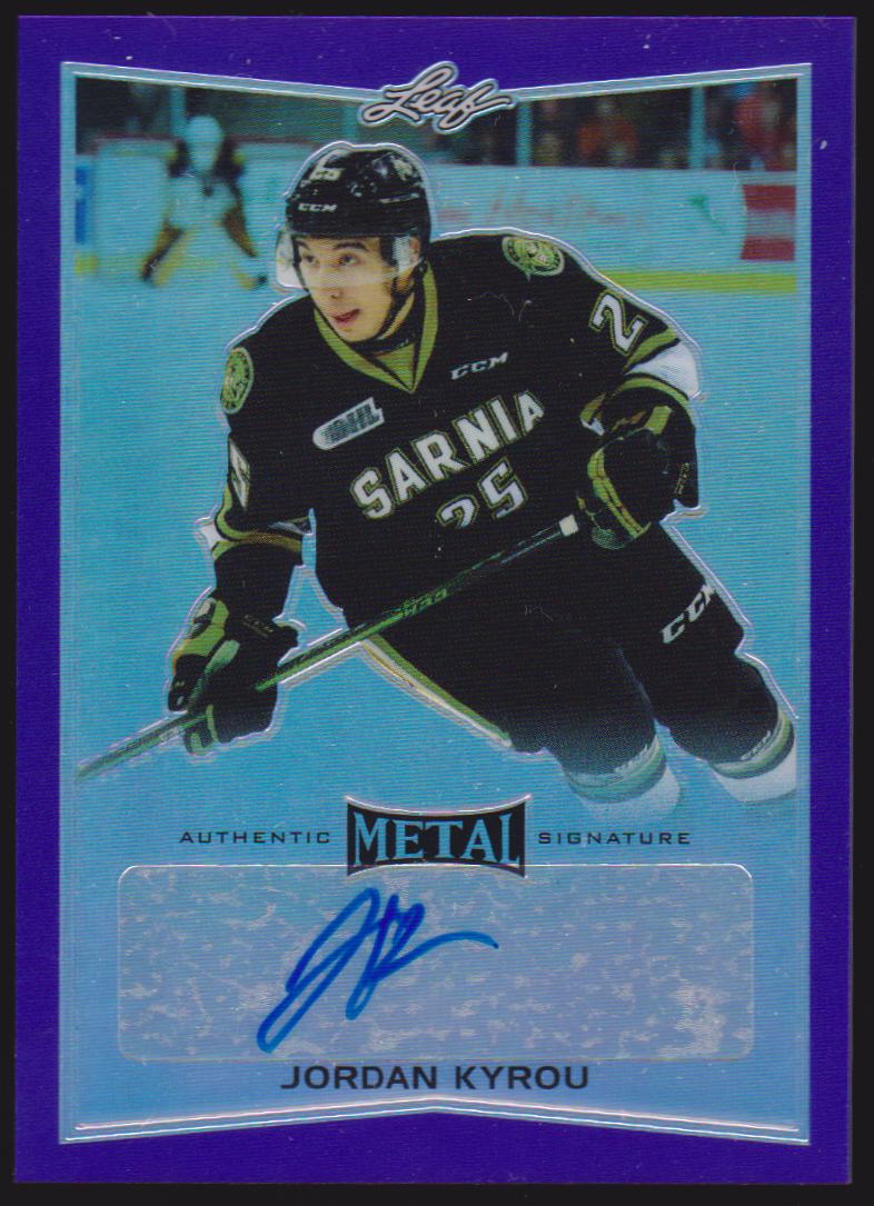 (image for) 2015-16 Leaf Metal Prismatic Purple #BAJK1 Jordan Kyrou 13/15 - AUTO