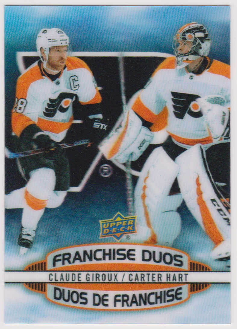 2019-20 Upper Deck Tim Hortons Franchise Duos #D17 Claude Giroux/Carter Hart (image for) 2019-20 Upper Deck Tim Hortons Franchise Duos #D17 Claude Giroux/Carter Hart