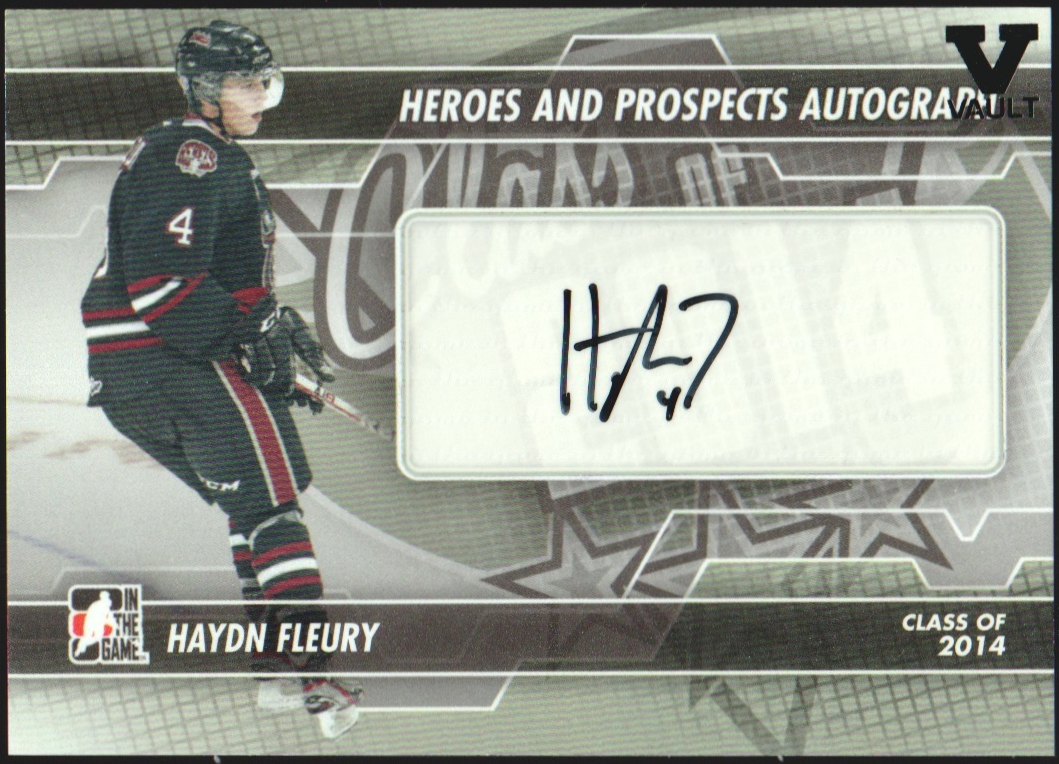 2013-14 ITG Heroes and Prospects Autographs #AHF Haydn Fleury (image for) 2013-14 ITG Heroes and Prospects Autographs #AHF Haydn Fleury