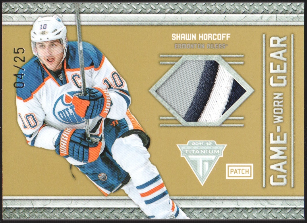 2011-12 Titanium Game Worn Gear Patch #14 Shawn Horcoff 4/25 (image for) 2011-12 Titanium Game Worn Gear Patch #14 Shawn Horcoff 4/25