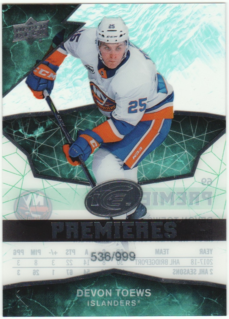 (image for) 2018-19 Upper Deck Ice #69 Devon Toews 536/999 RC