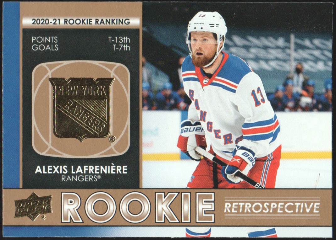 2021-22 UD Rookie Retrospective Gold #RR20 Alexis Lafreniere (image for) 2021-22 UD Rookie Retrospective Gold #RR20 Alexis Lafreniere