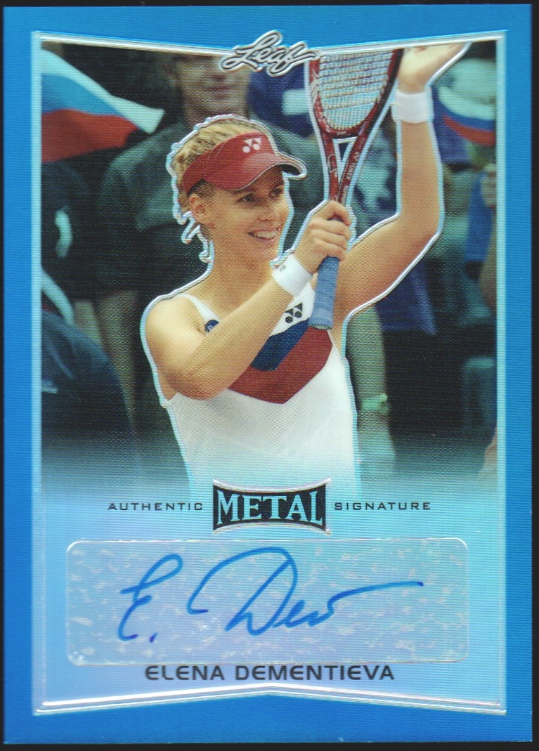 2016 Leaf Metal Tennis Blue #BAED1 Elena Dementieva 18/25 AUTO (image for) 2016 Leaf Metal Tennis Blue #BAED1 Elena Dementieva 18/25 AUTO