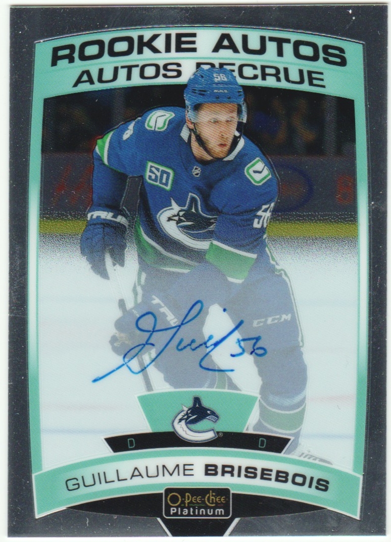 2019-20 OPC Platinum Rookie Autographs #RGB Guillaume Brisebois (image for) 2019-20 OPC Platinum Rookie Autographs #RGB Guillaume Brisebois