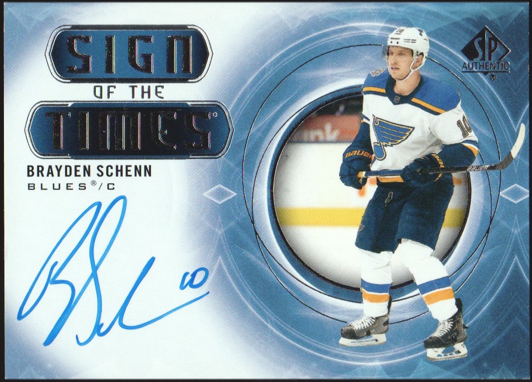2020-21 SP Authentic Sign of the Times #SOTTBS Brayden Schenn (image for) 2020-21 SP Authentic Sign of the Times #SOTTBS Brayden Schenn