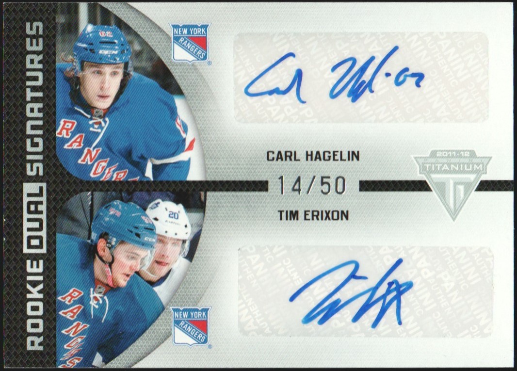 (image for) 2011-12 Panini Titanium Rookie Dual Signatures #19 Carl Hagelin