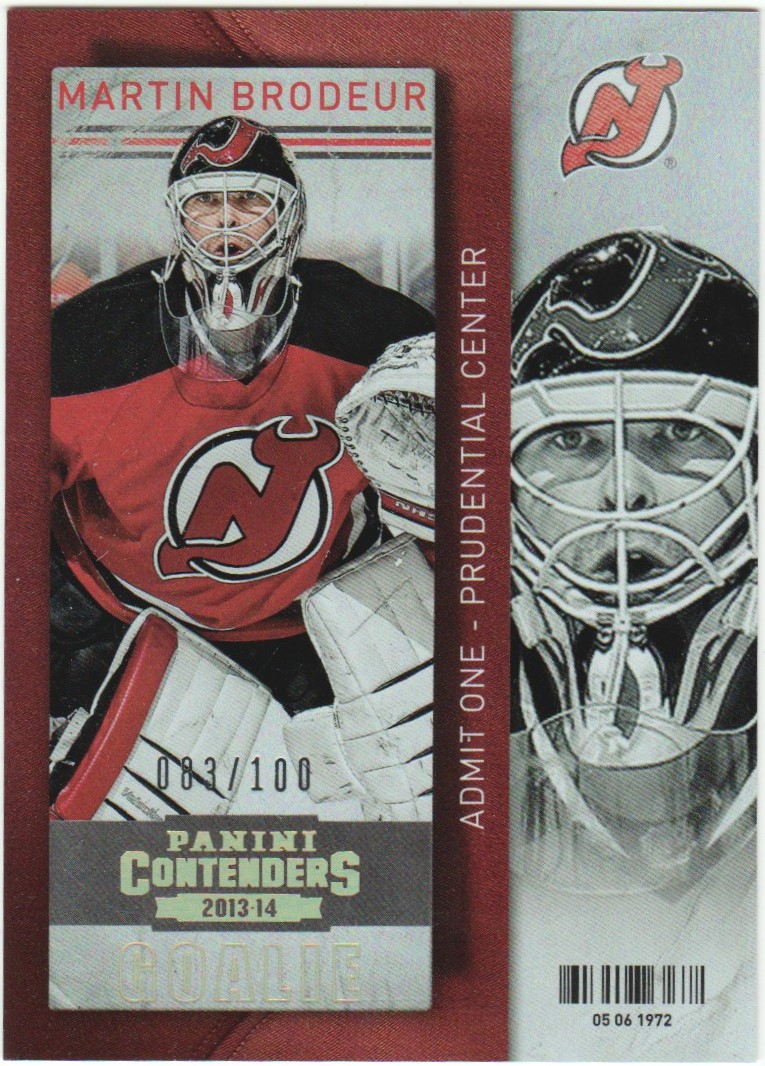 2013-14 Panini Contenders Gold #65 Martin Brodeur 83/100 (image for) 2013-14 Panini Contenders Gold #65 Martin Brodeur 83/100