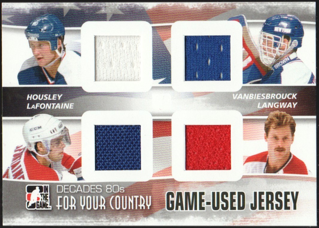 2010-11 ITG Decades 1980s For Your Country Jerseys Black #06 Phil Housley/John Vanbiesbrouck/Pat LaFontaine/Rod Langway (image for) 2010-11 ITG Decades 1980s For Your Country Jerseys Black #06 Phil Housley/John Vanbiesbrouck/Pat LaFontaine/Rod Langway