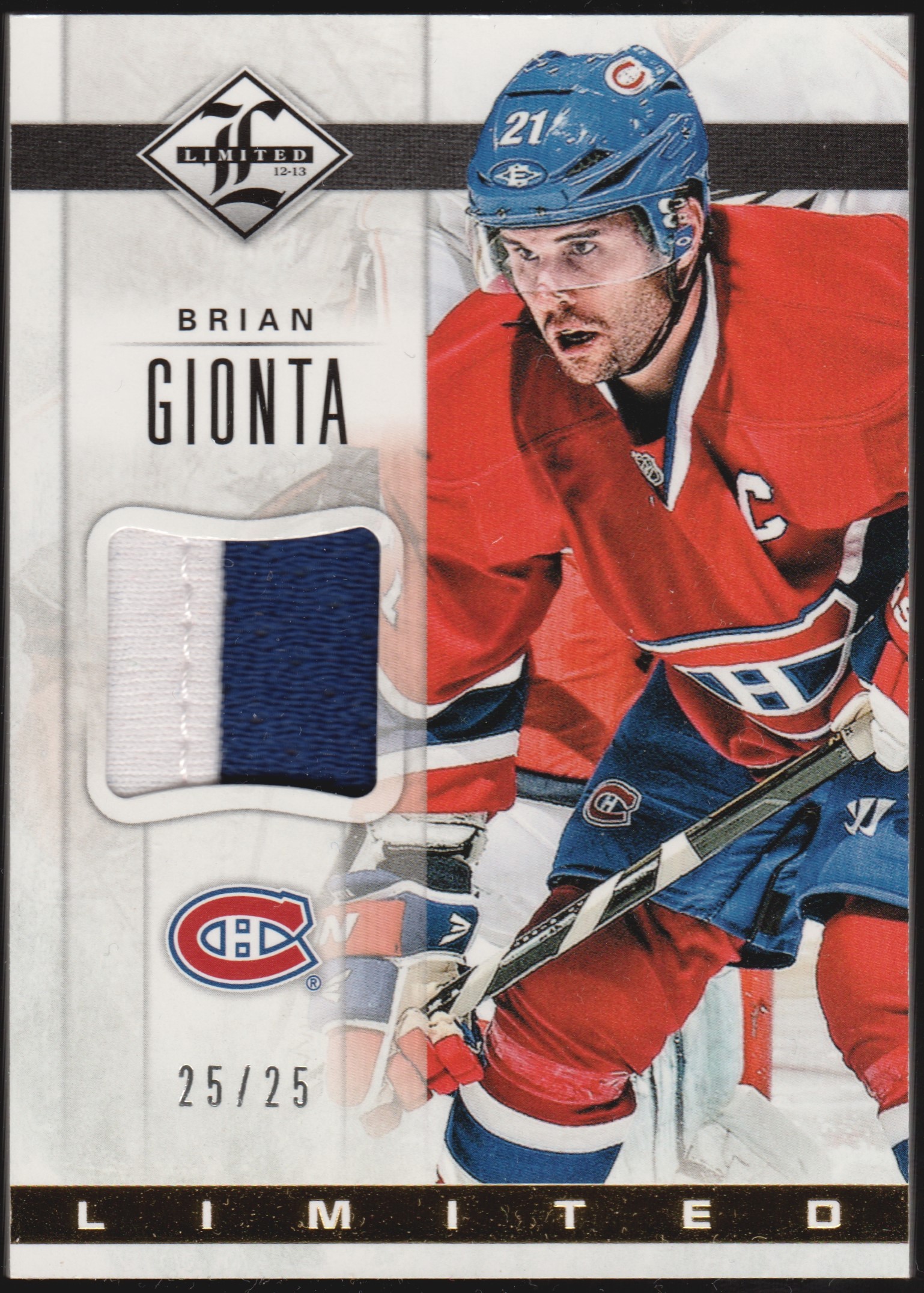 2012-13 Limited Materials Prime #LJBG Brian Gionta 25/25 (image for) 2012-13 Limited Materials Prime #LJBG Brian Gionta 25/25