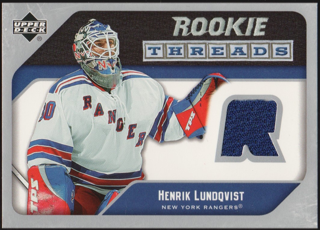 2005-06 Upper Deck Rookie Threads #RTHL Henrik Lundqvist - Jerseys (image for) 2005-06 Upper Deck Rookie Threads #RTHL Henrik Lundqvist - Jerseys