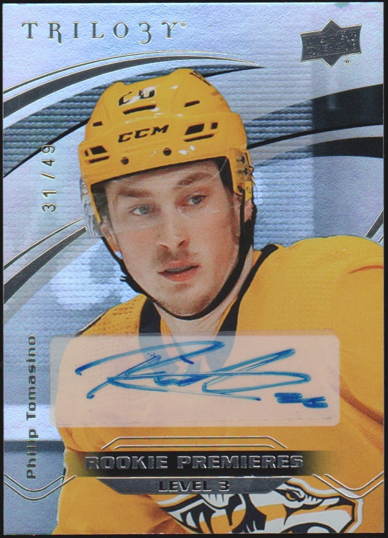 2021-22 Upper Deck Trilogy Autographs #83 Philip Tomasino 31/49 (image for) 2021-22 Upper Deck Trilogy Autographs #83 Philip Tomasino 31/49