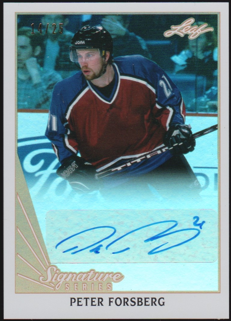 2015-16 Leaf Signature Series Tribute Auto #LTPF1 Peter Forsberg (image for) 2015-16 Leaf Signature Series Tribute Auto #LTPF1 Peter Forsberg