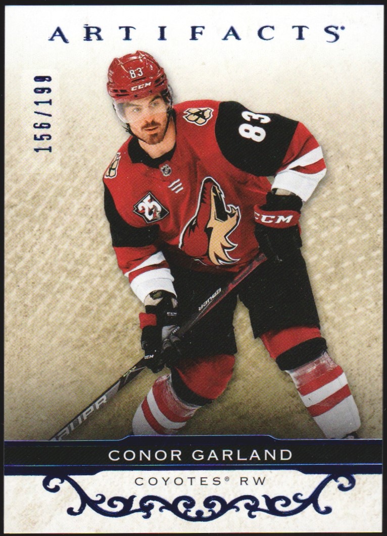 2021-22 Artifacts Royal Blue #77 Conor Garland 156/199 (image for) 2021-22 Artifacts Royal Blue #77 Conor Garland 156/199