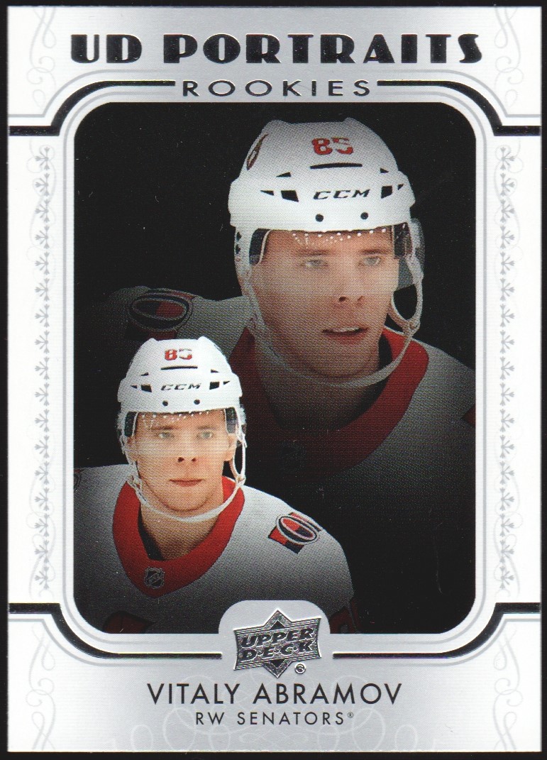 2019-20 Upper Deck UD Portraits #P42 Vitaly Abramov RC (image for) 2019-20 Upper Deck UD Portraits #P42 Vitaly Abramov RC