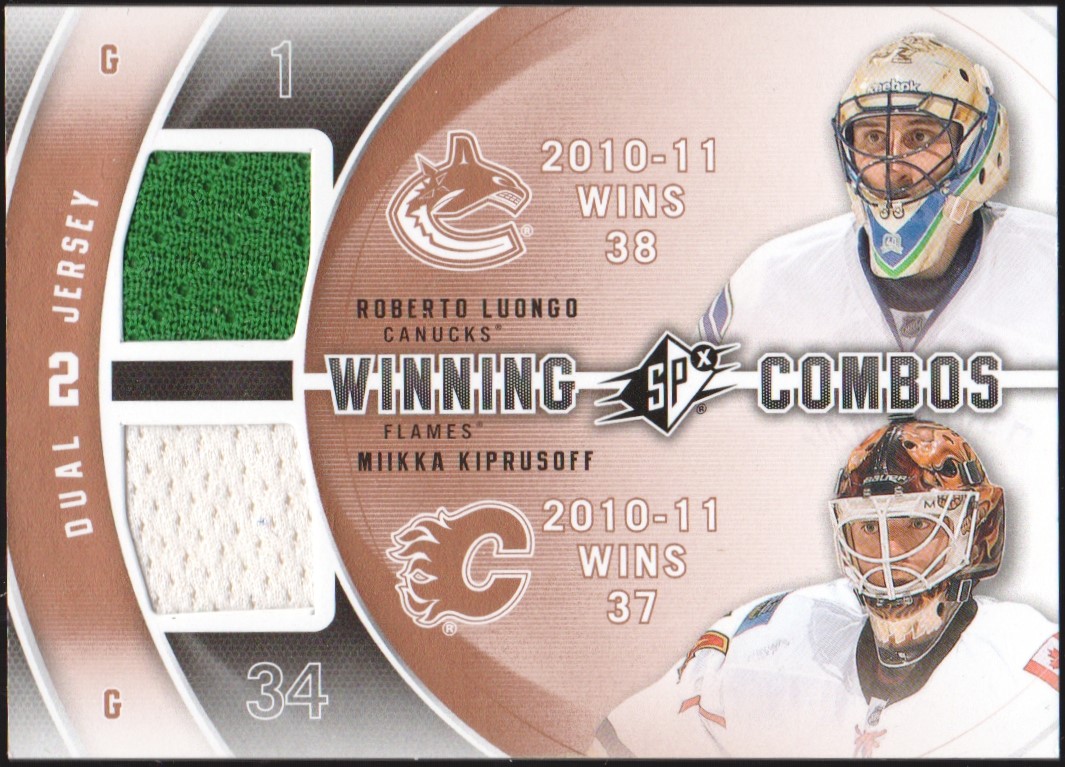 2011-12 SPx Winning Combos #WCLK Roberto Luongo/Miikka Kiprusoff (image for) 2011-12 SPx Winning Combos #WCLK Roberto Luongo/Miikka Kiprusoff