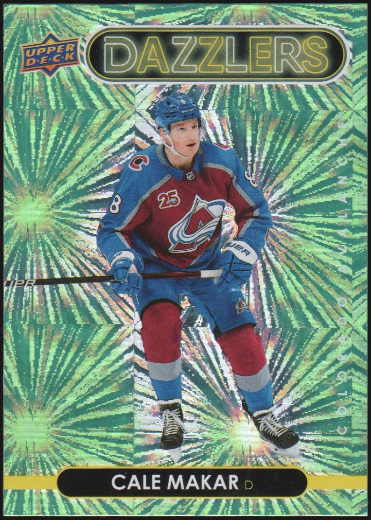 2021-22 Upper Deck Dazzlers Green #DZ14 Cale Makar (image for) 2021-22 Upper Deck Dazzlers Green #DZ14 Cale Makar
