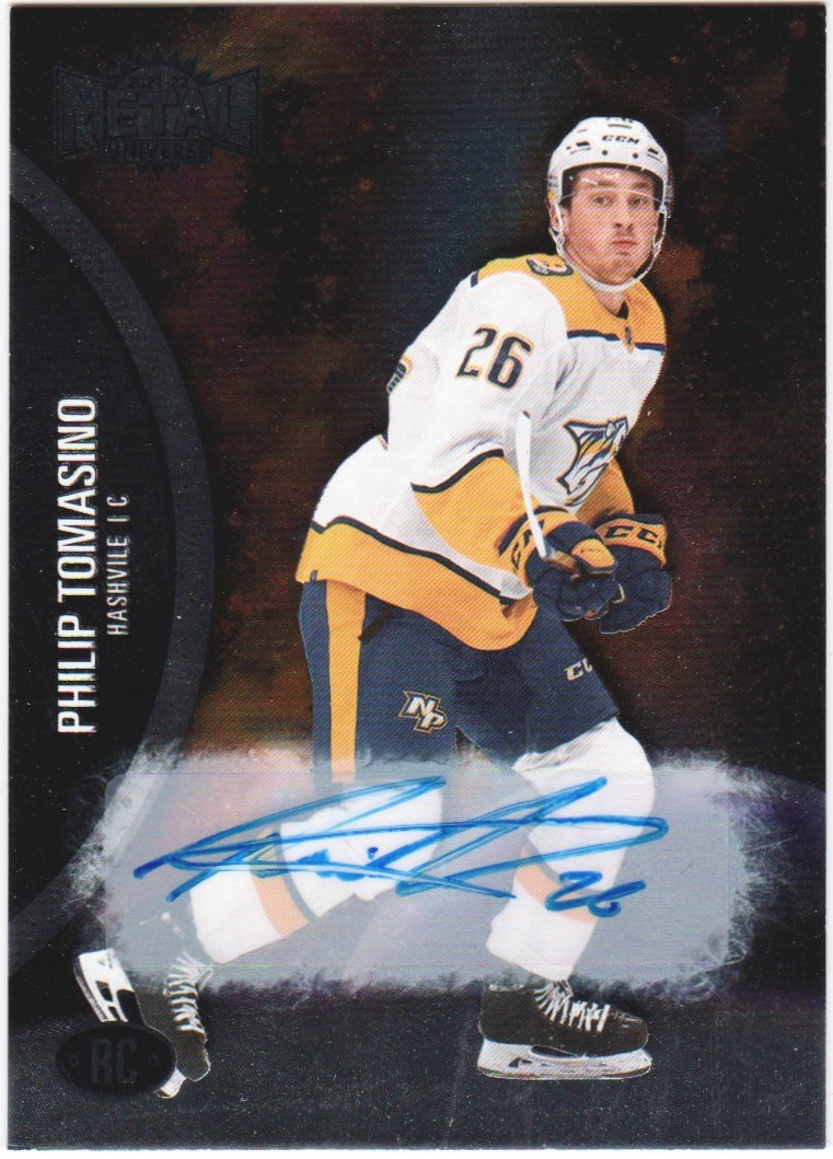 2021-22 Metal Universe Silver #185 Philip Tomasino AUTO 361/399 (image for) 2021-22 Metal Universe Silver #185 Philip Tomasino AUTO 361/399