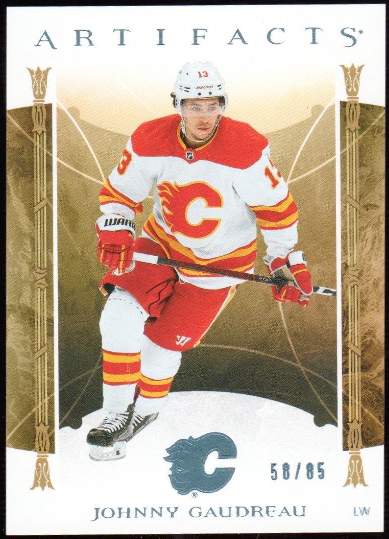 2022-23 Artifacts Light Blue Steel #115 Johnny Gaudreau 58/85 (image for) 2022-23 Artifacts Light Blue Steel #115 Johnny Gaudreau 58/85