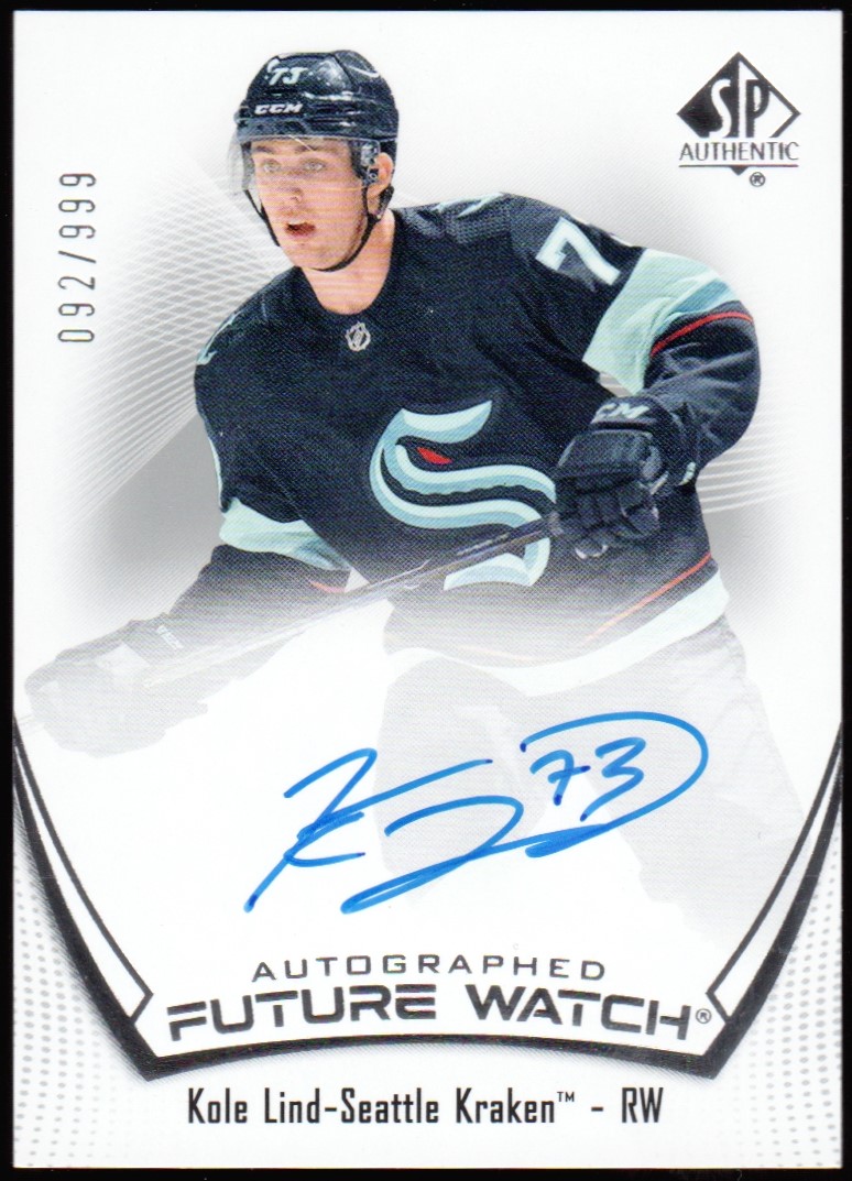 (image for) 2021-22 SP Authentic #144 Kole Lind FW AUTO 092/999 RC