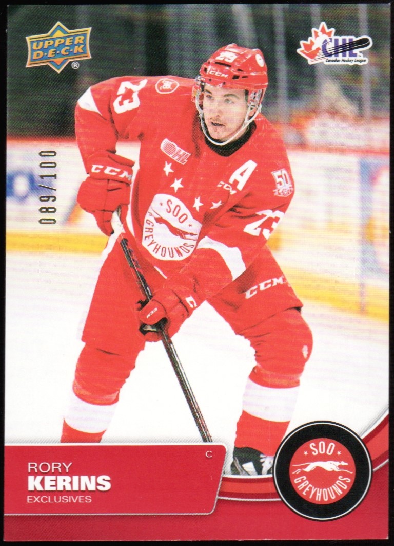 2021-22 Upper Deck CHL Exclusives #166 Rory Kerins 89/100 (image for) 2021-22 Upper Deck CHL Exclusives #166 Rory Kerins 89/100