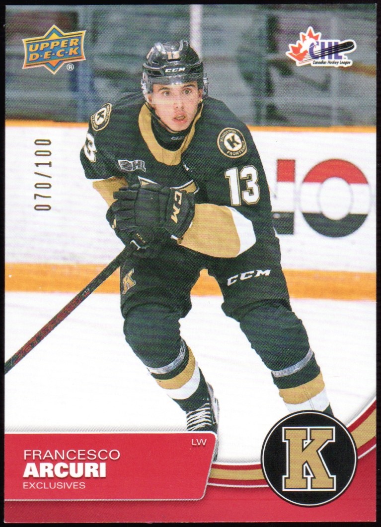 2021-22 Upper Deck CHL Exclusives #35 Francesco Arcuri 70/100 (image for) 2021-22 Upper Deck CHL Exclusives #35 Francesco Arcuri 70/100