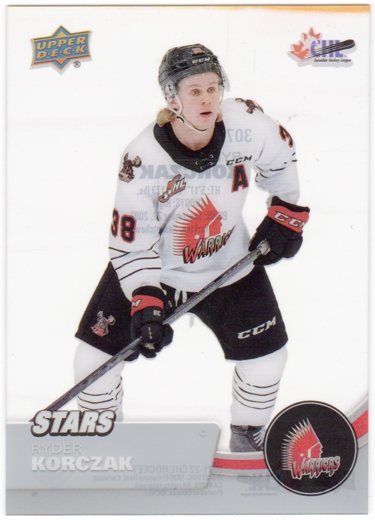 2021-22 Upper Deck CHL Clear Cut #307 Ryder Korczak (image for) 2021-22 Upper Deck CHL Clear Cut #307 Ryder Korczak