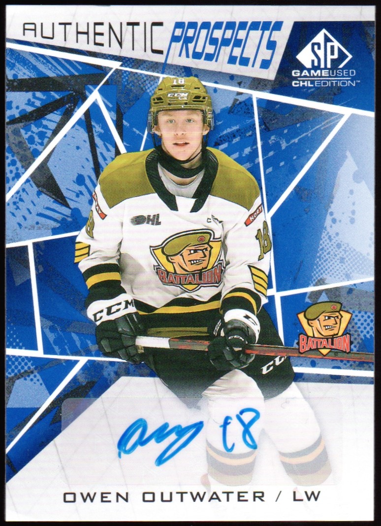 (image for) 2021-22 SP Game Used CHL Autographs Blue #43 Owen Outwater