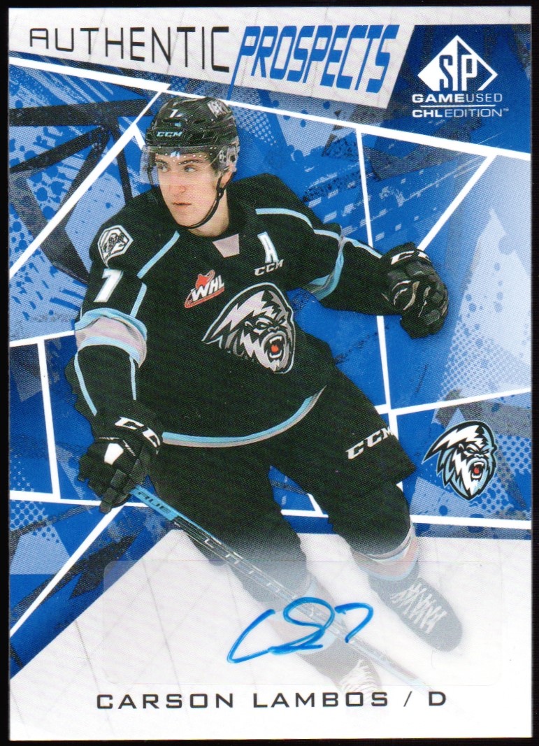 (image for) 2021-22 SP Game Used CHL Autographs Blue #68 Carson Lambos