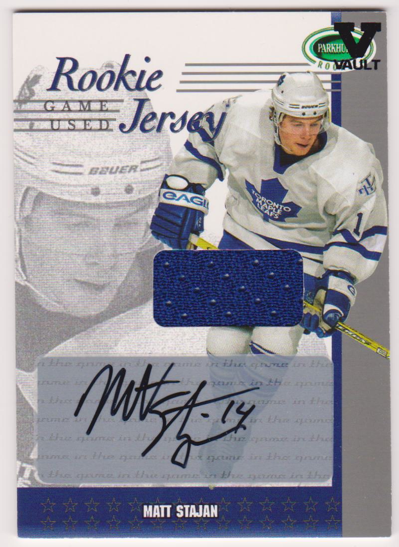 2003-04 Parkhurst Rookie Jerseys Autographs #RJMST Matt Stajan (image for) 2003-04 Parkhurst Rookie Jerseys Autographs #RJMST Matt Stajan