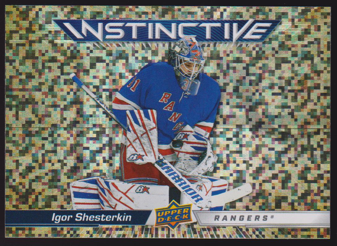 2023-24 Upper Deck Instinctive Sparkle Gold #IN2 Igor Shesterkin (image for) 2023-24 Upper Deck Instinctive Sparkle Gold #IN2 Igor Shesterkin
