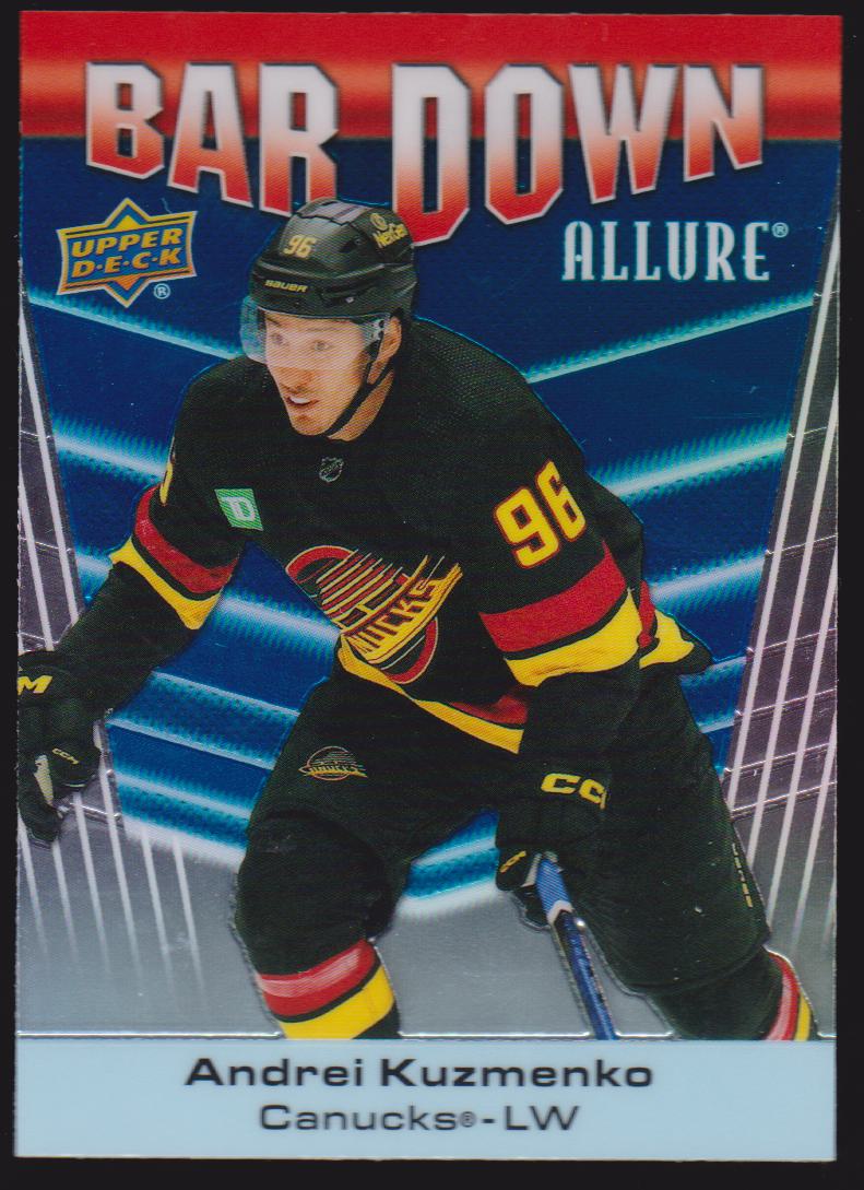 2023-24 Upper Deck Allure Bar Down #BD9 Andrei Kuzmenko (image for) 2023-24 Upper Deck Allure Bar Down #BD9 Andrei Kuzmenko